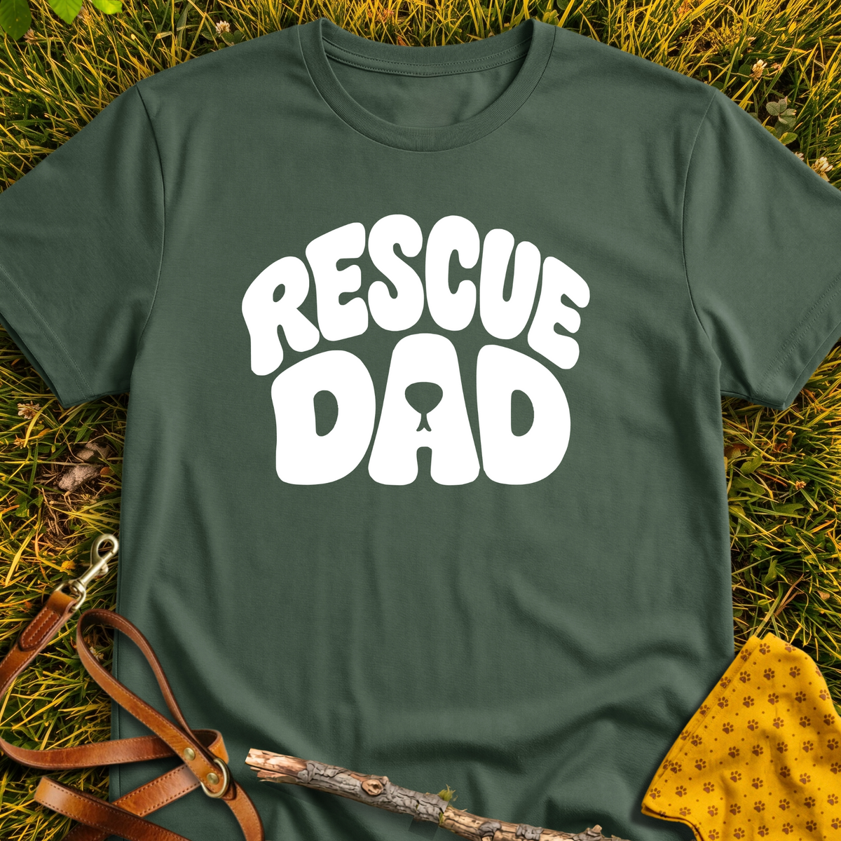 RescueDad T-shirt T-shirt in Military Green - Furever Mode rescue dog tee