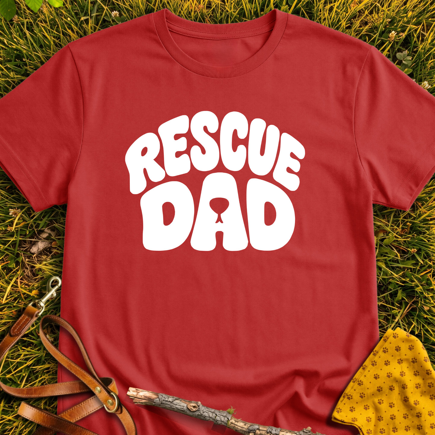 RescueDad T-shirt T-shirt in Red - Furever Mode rescue dog tee