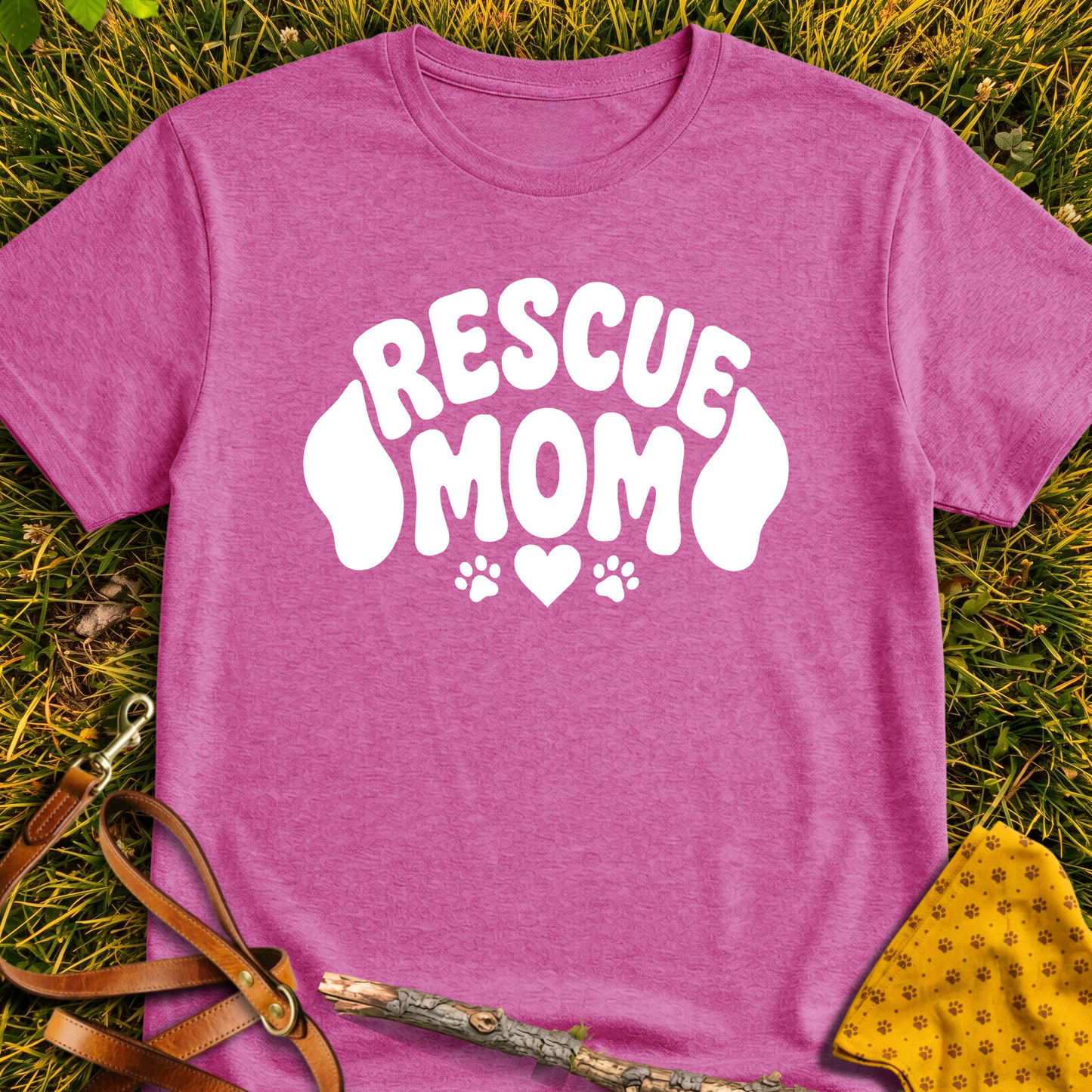 RescueMom T-shirt T-shirt in Heather Berry - Furever Mode rescue dog tee