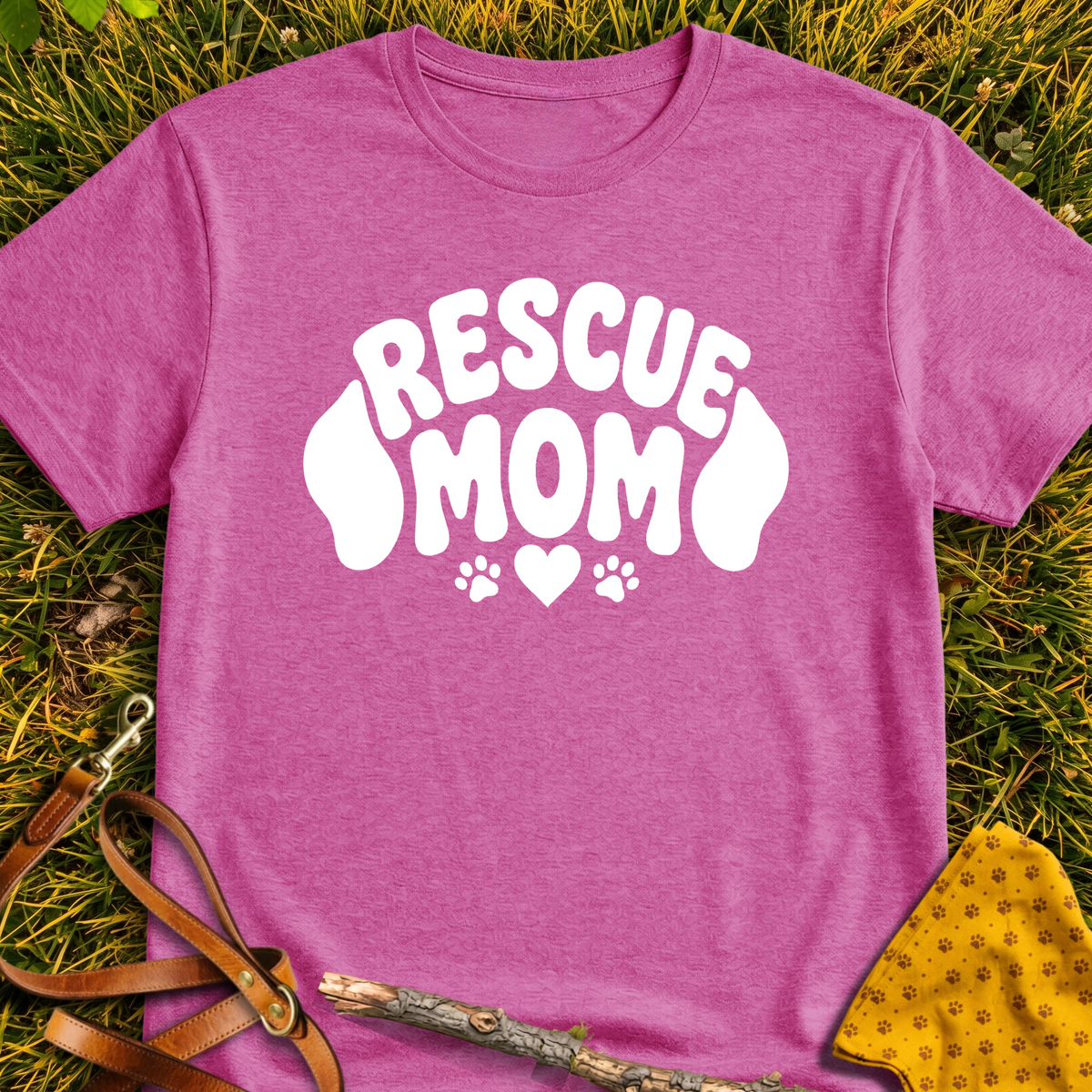 RescueMom T-shirt T-shirt in Heather Berry - Furever Mode rescue dog tee