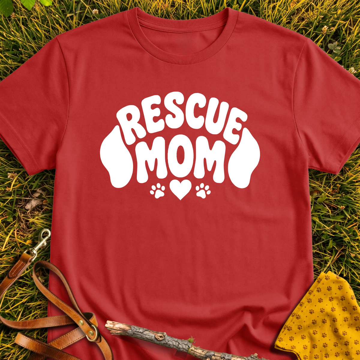 RescueMom T-shirt T-shirt in Red - Furever Mode rescue dog tee