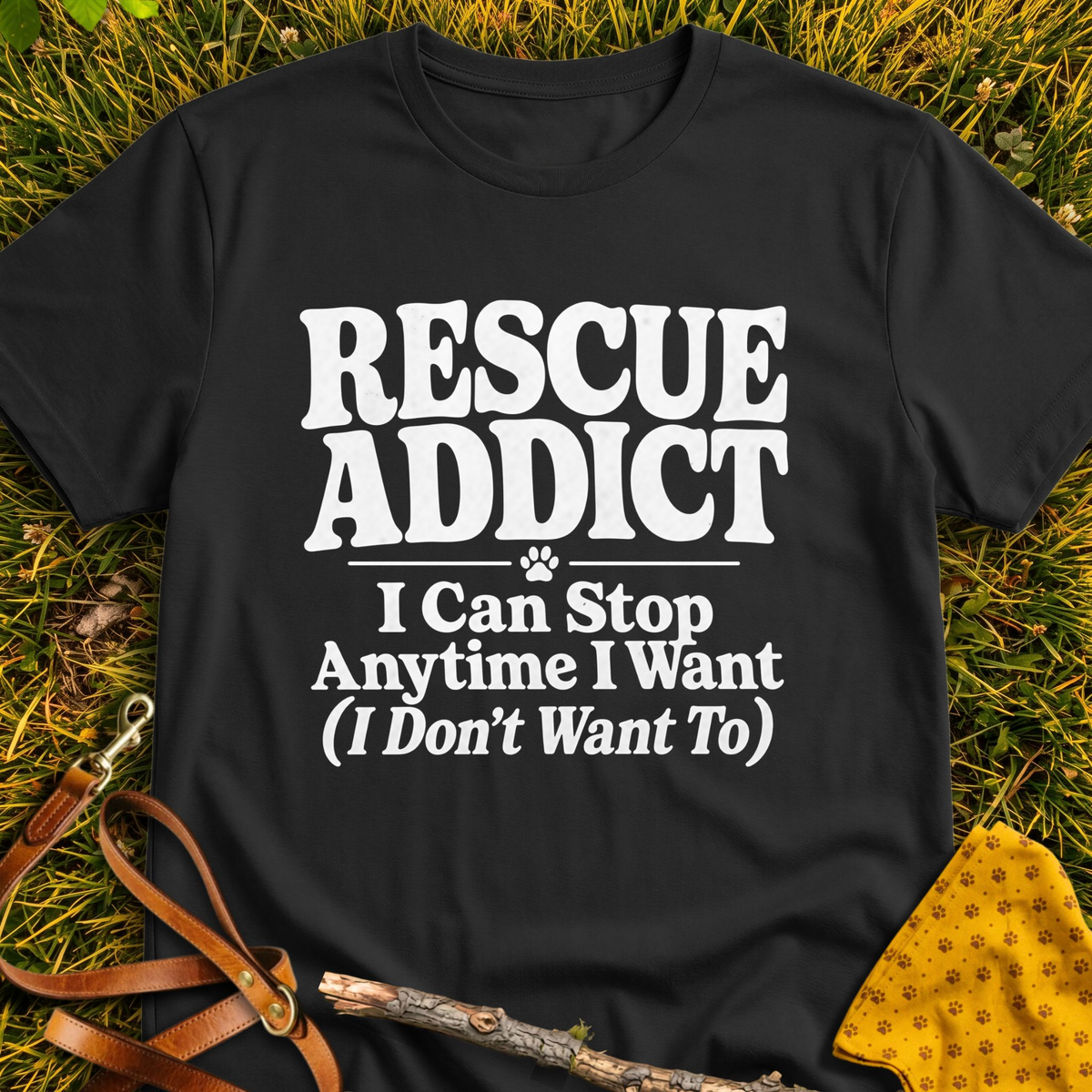Rescue Addict T-shirt T-shirt in Black - Furever Mode rescue dog tee