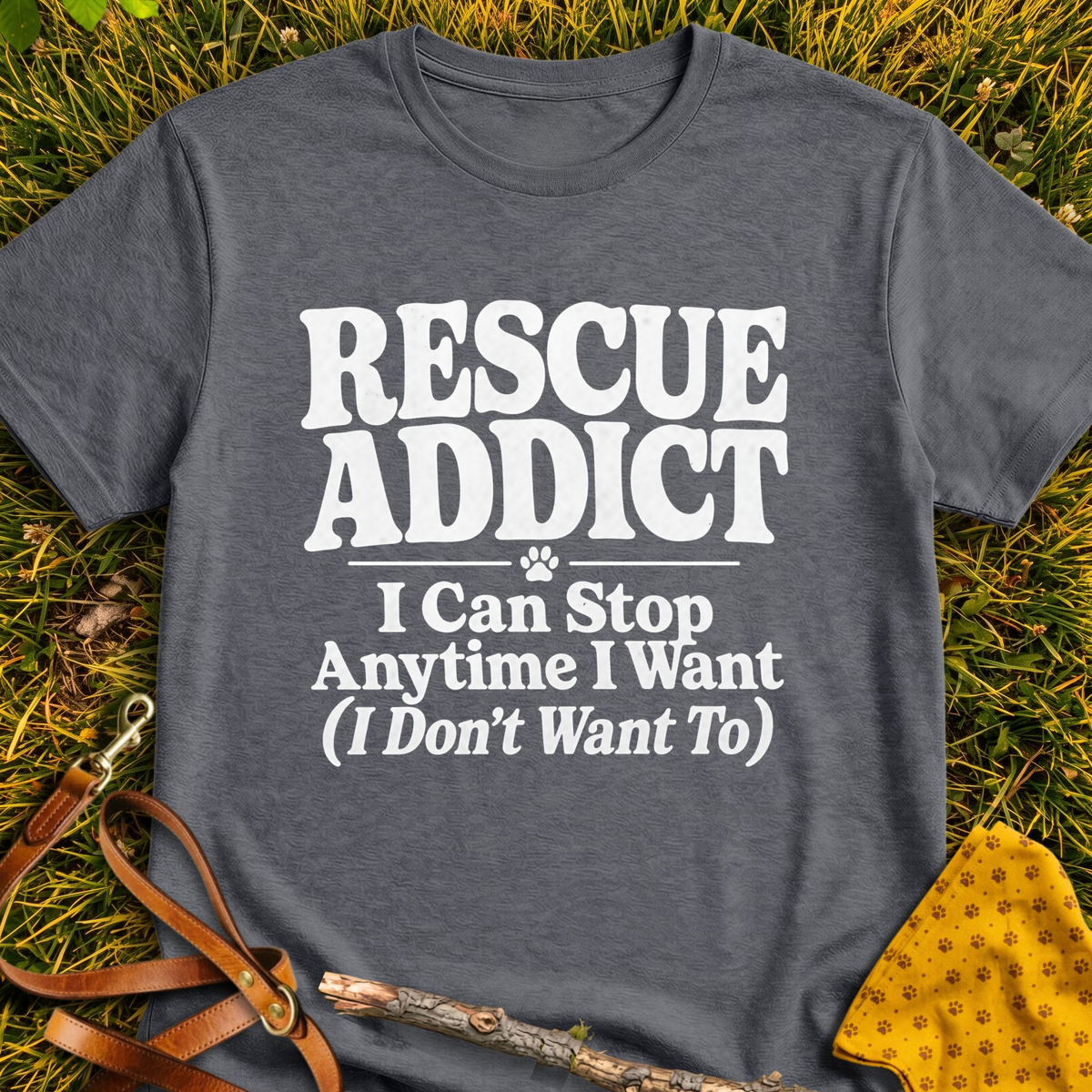Rescue Addict T-shirt T-shirt in Dark Heather - Furever Mode rescue dog tee