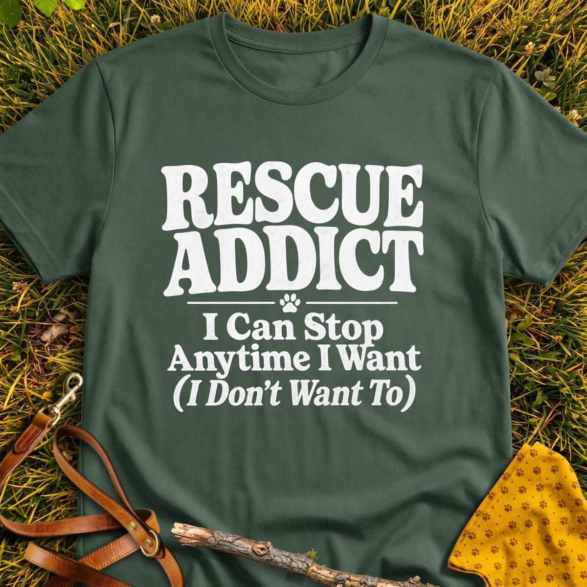 Rescue Addict T-shirt T-shirt in Military Green - Furever Mode rescue dog tee