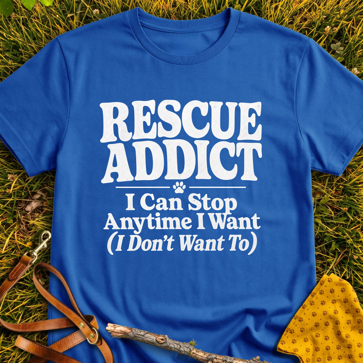 Rescue Addict T-shirt T-shirt in Royal - Furever Mode rescue dog tee