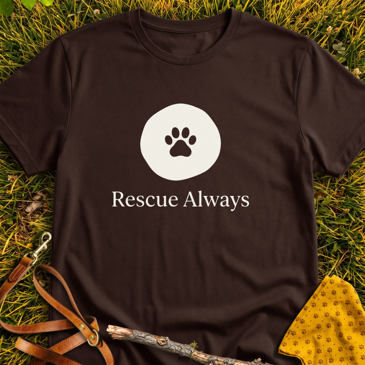 Rescue Always T-shirt T-shirt in Dark Chocolate - Furever Mode rescue dog tee