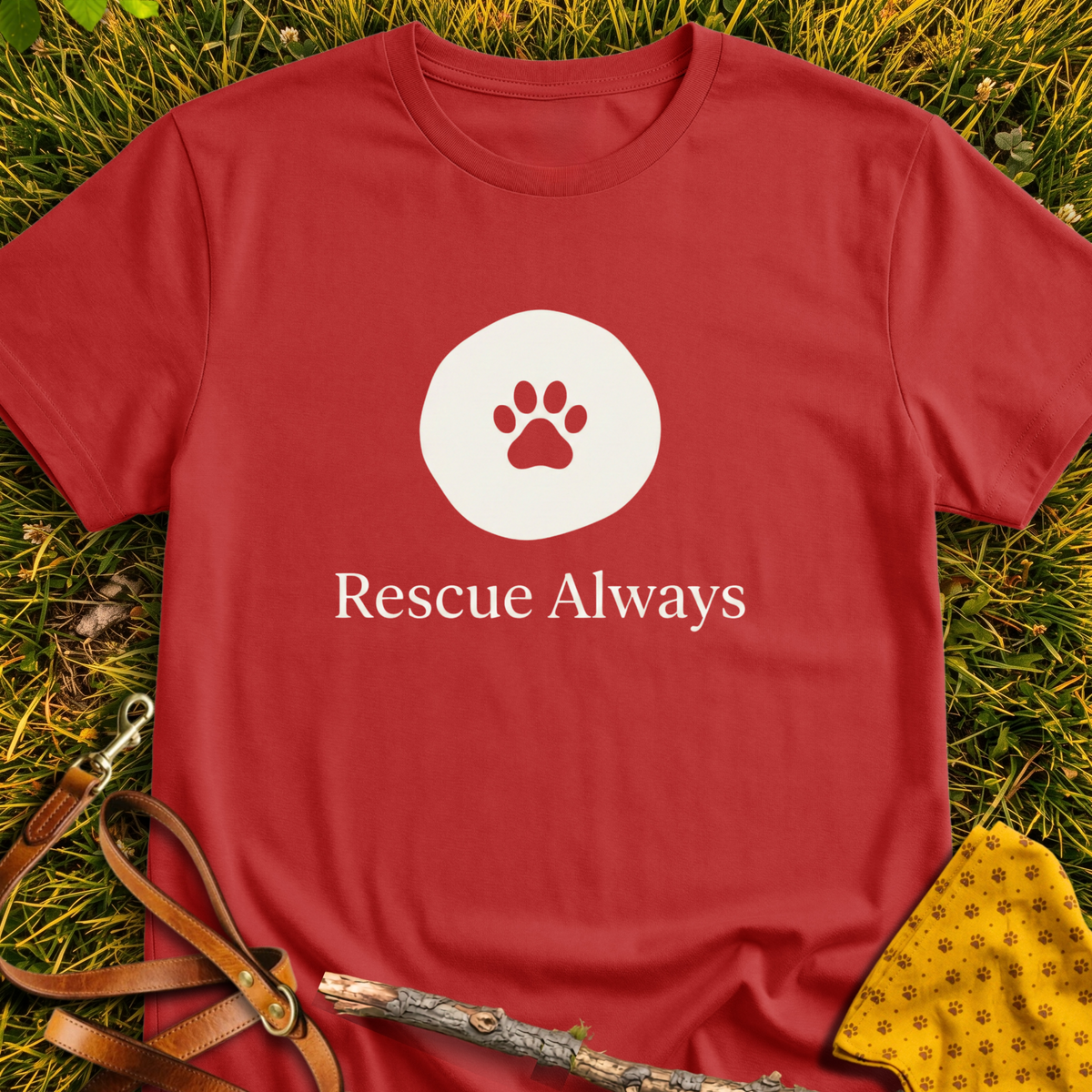 Rescue Always T-shirt T-shirt in Red - Furever Mode rescue dog tee