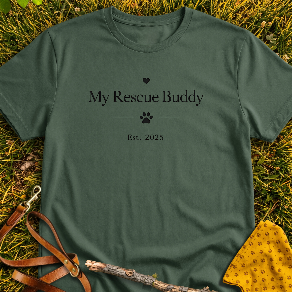 Rescue Buddy T-shirt T-shirt in Military Green - Furever Mode rescue dog tee
