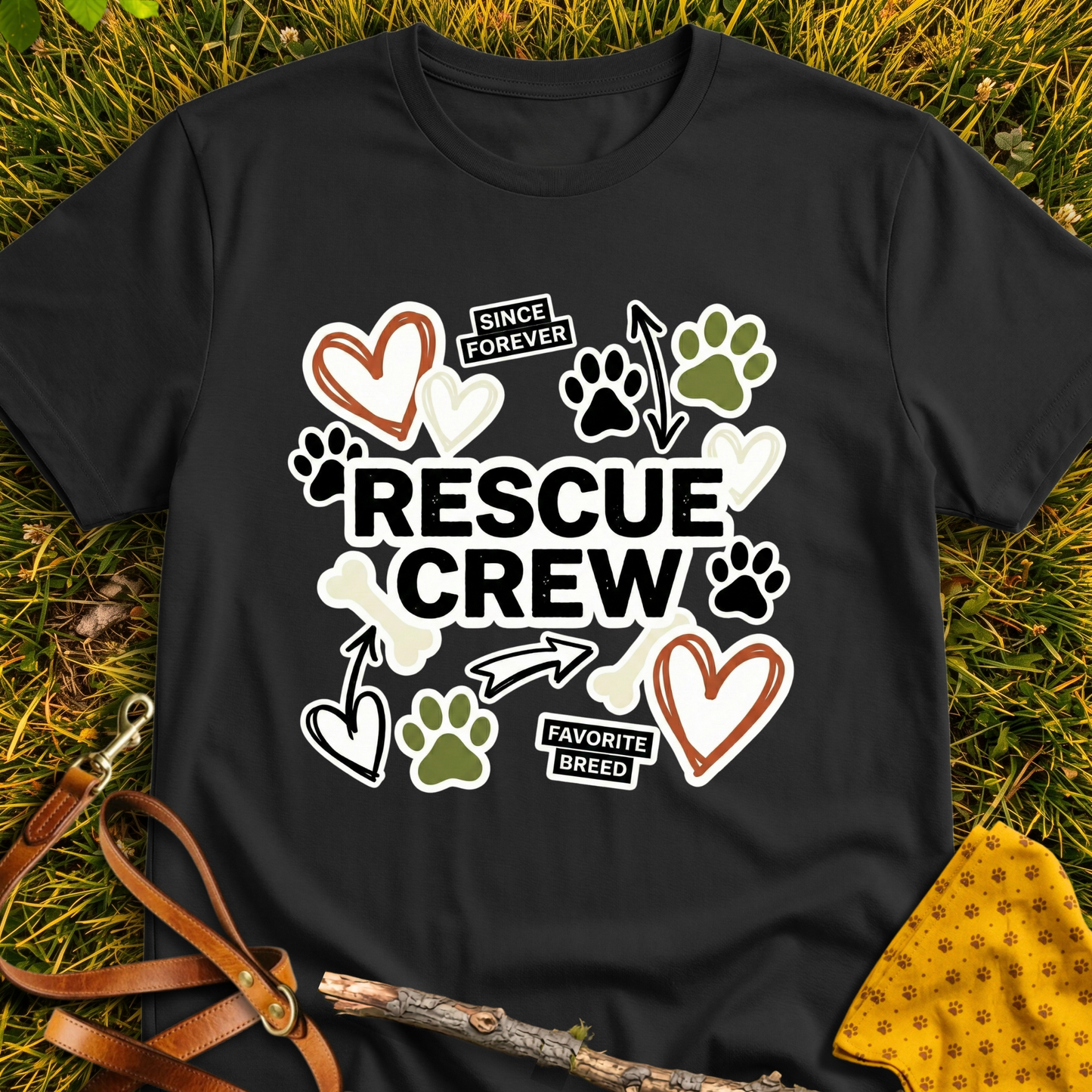 Rescue Crew T-shirt T-shirt in Black - Furever Mode rescue dog tee