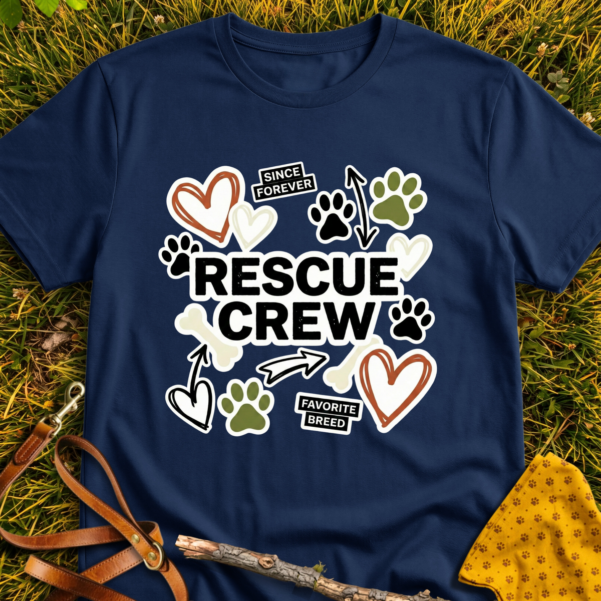 Rescue Crew T-shirt T-shirt in Navy - Furever Mode rescue dog tee
