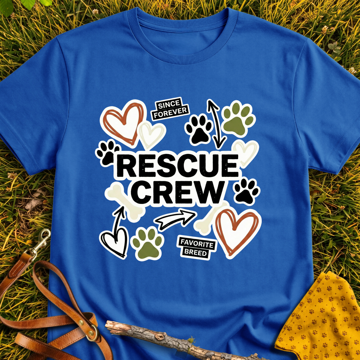 Rescue Crew T-shirt T-shirt in Royal - Furever Mode rescue dog tee