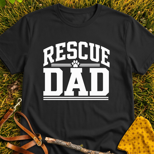 Rescue Dad Paw T-shirt T-shirt in Black - Furever Mode rescue dog tee