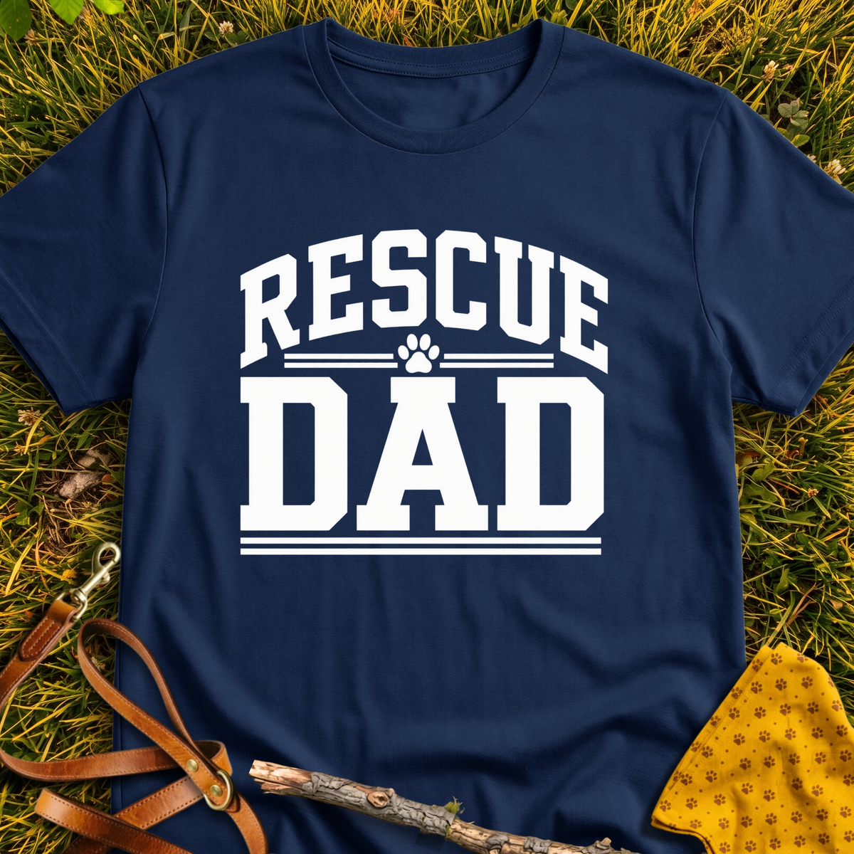 Rescue Dad Paw T-shirt T-shirt in Navy - Furever Mode rescue dog tee