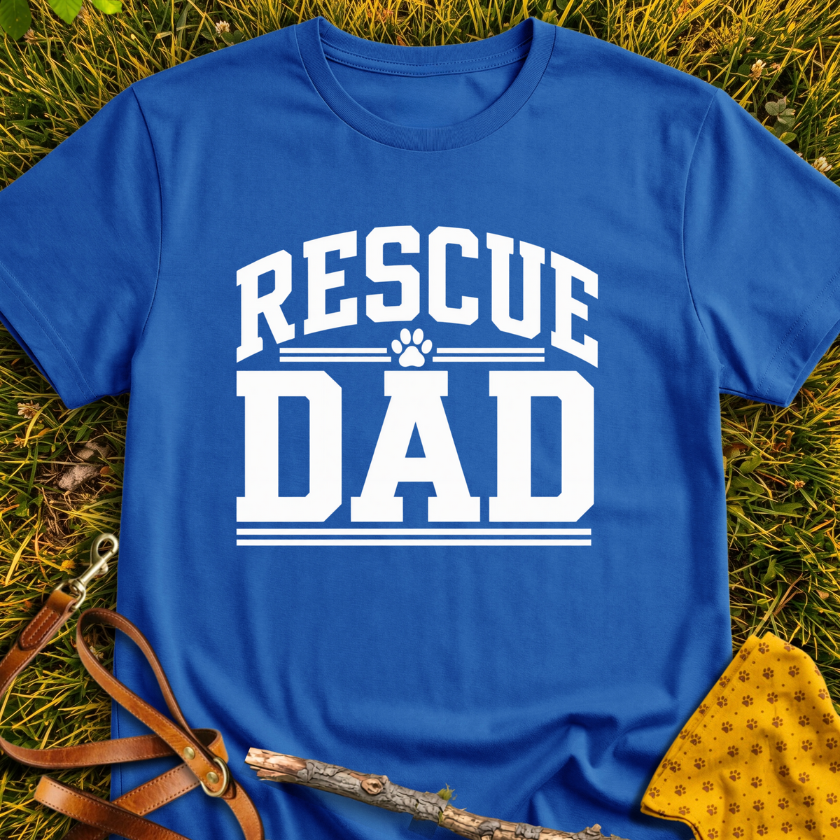 Rescue Dad Paw T-shirt T-shirt in Royal - Furever Mode rescue dog tee