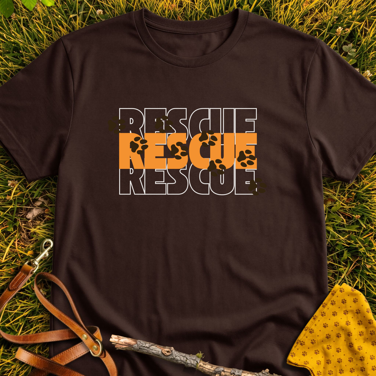 Rescue Imprints T-shirt T-shirt in Dark Chocolate - Furever Mode rescue dog tee