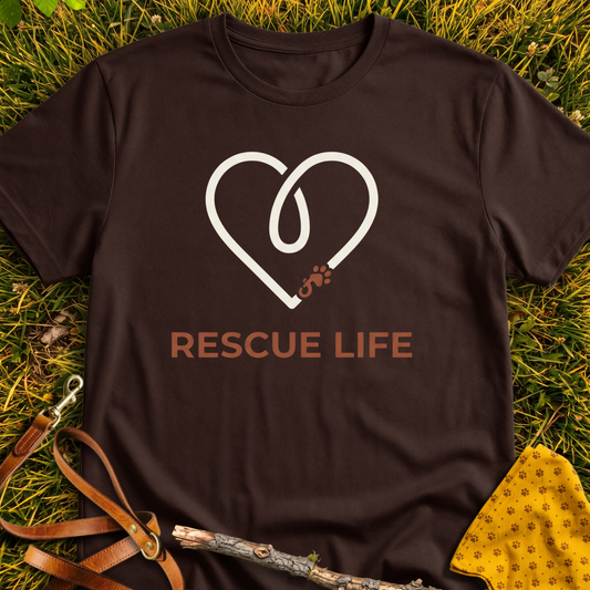 Rescue Life Leash T-shirt T-shirt in Dark Chocolate - Furever Mode rescue dog tee