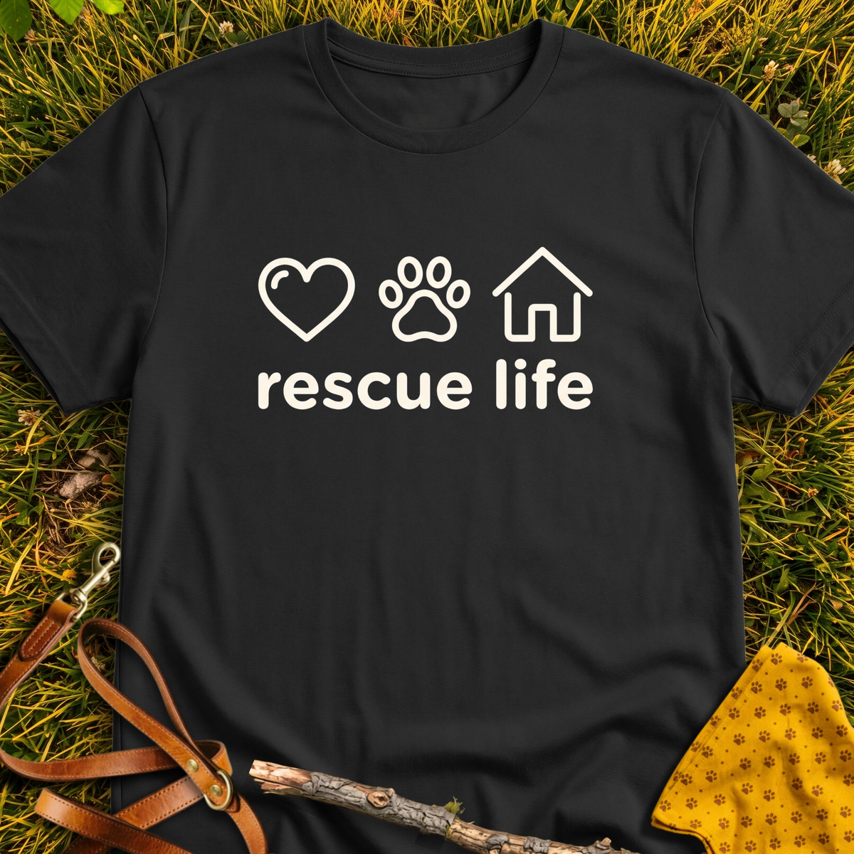 Rescue Life T-shirt T-shirt in Black - Furever Mode rescue dog tee