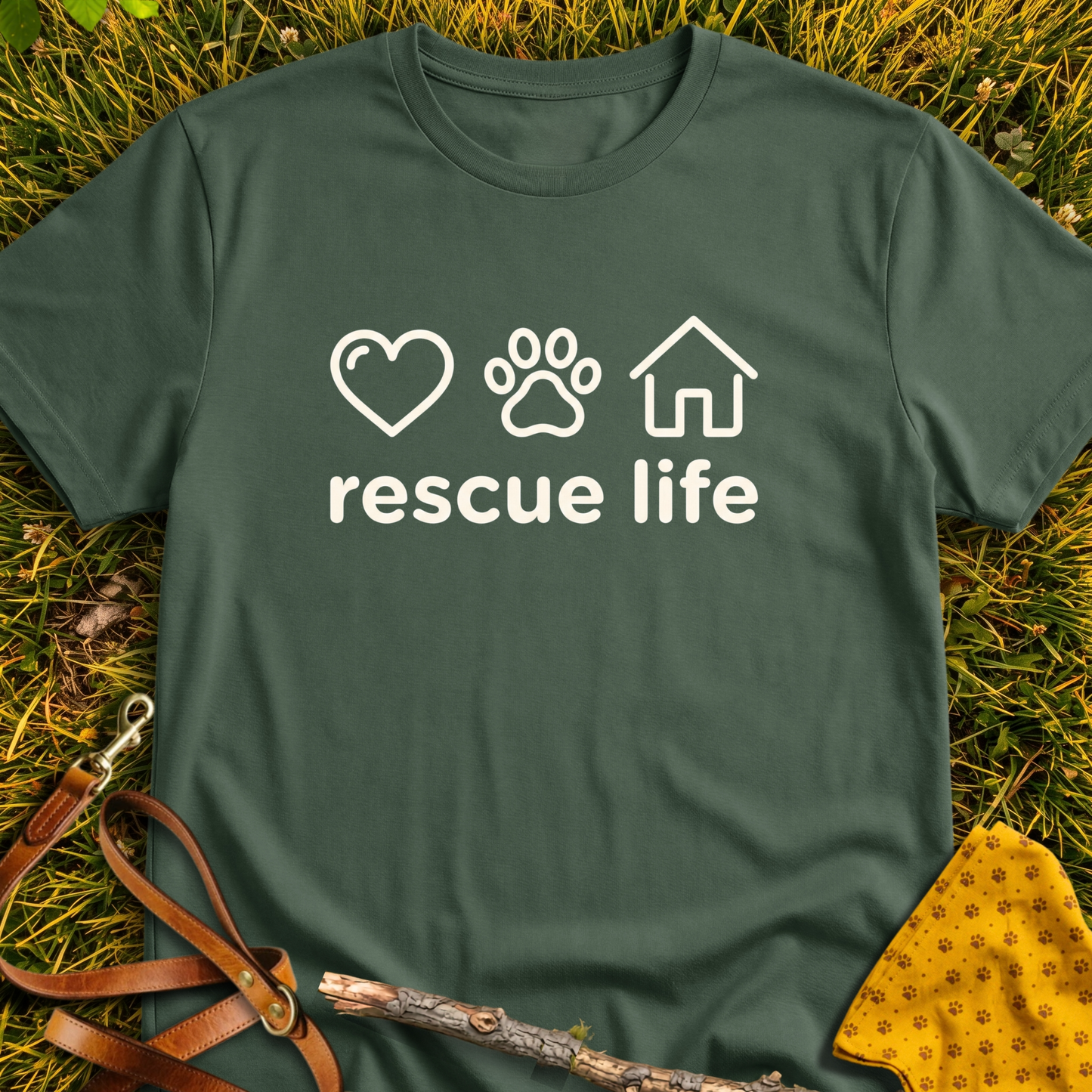 Rescue Life T-shirt T-shirt in Military Green - Furever Mode rescue dog tee