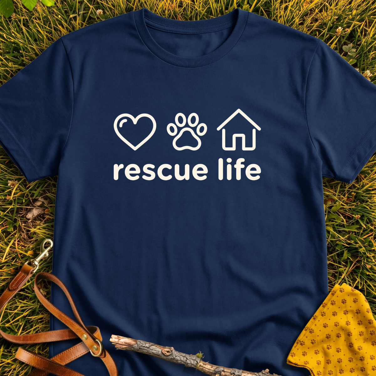 Rescue Life T-shirt T-shirt in Navy - Furever Mode rescue dog tee