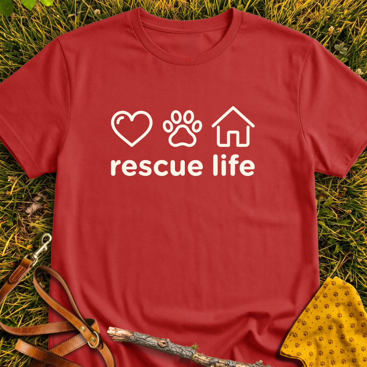 Rescue Life T-shirt T-shirt in Red - Furever Mode rescue dog tee