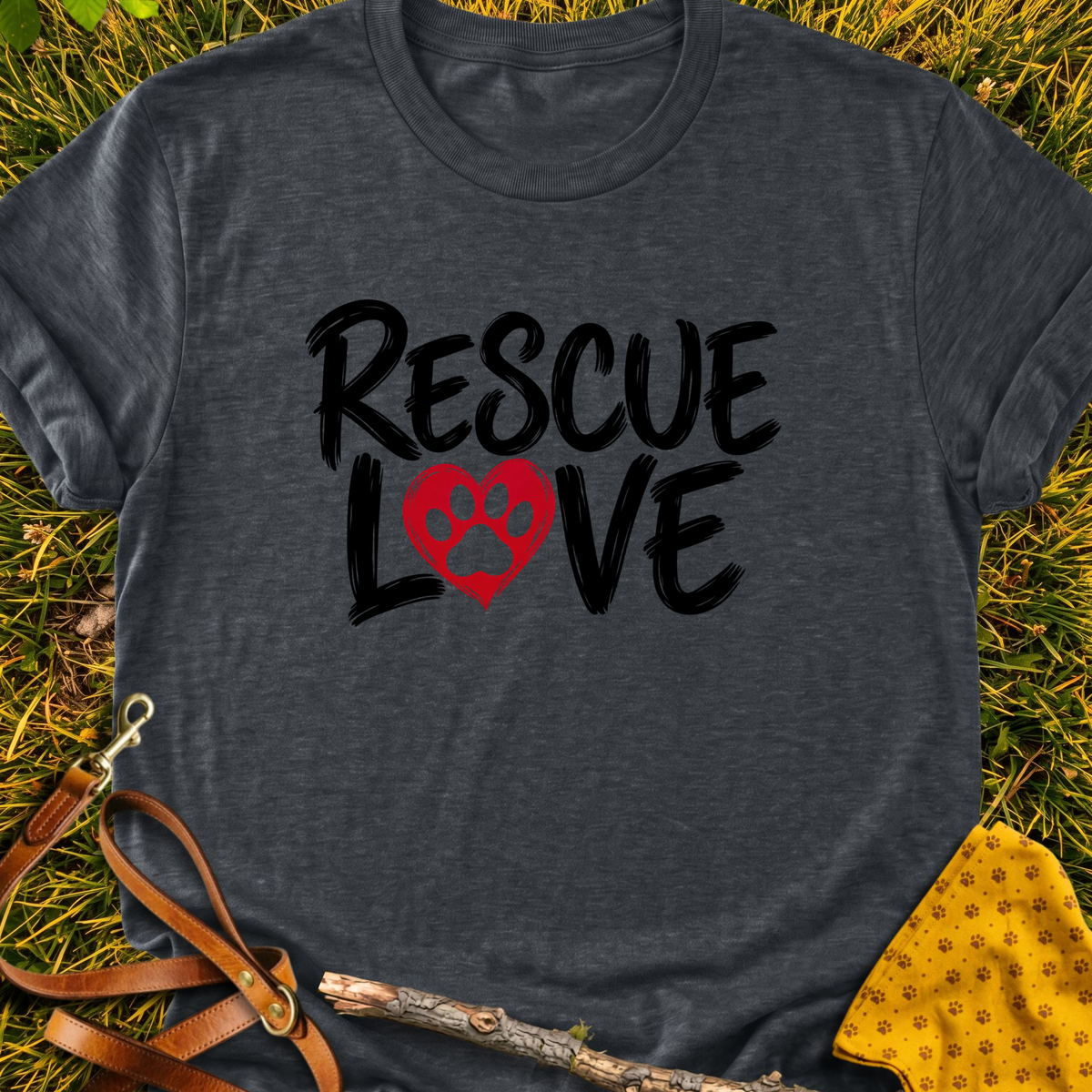 Rescue Love Paint T-shirt T-shirt in Dark Heather Grey - Furever Mode rescue dog tee
