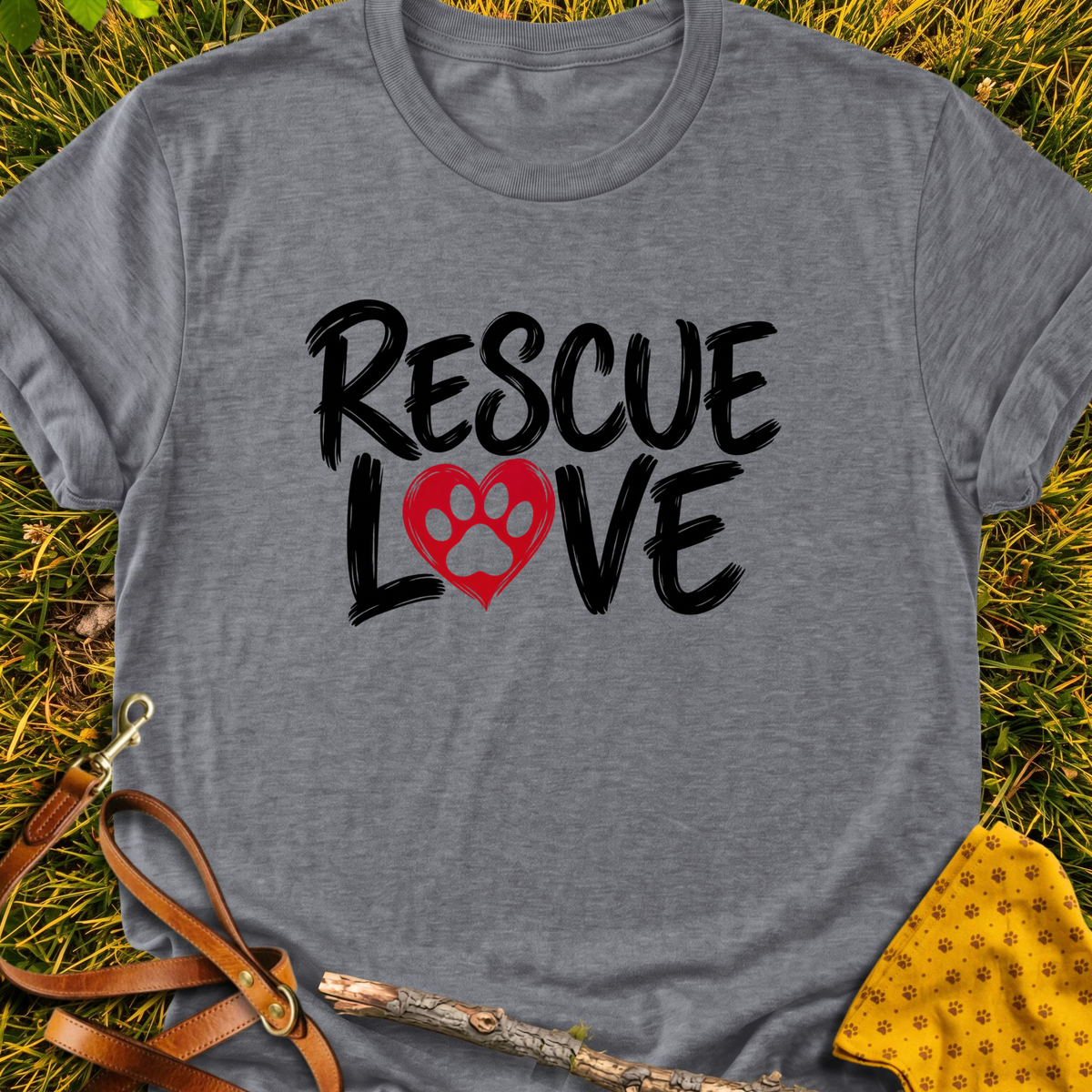 Rescue Love Paint T-shirt T-shirt in Graphite Heather - Furever Mode rescue dog tee