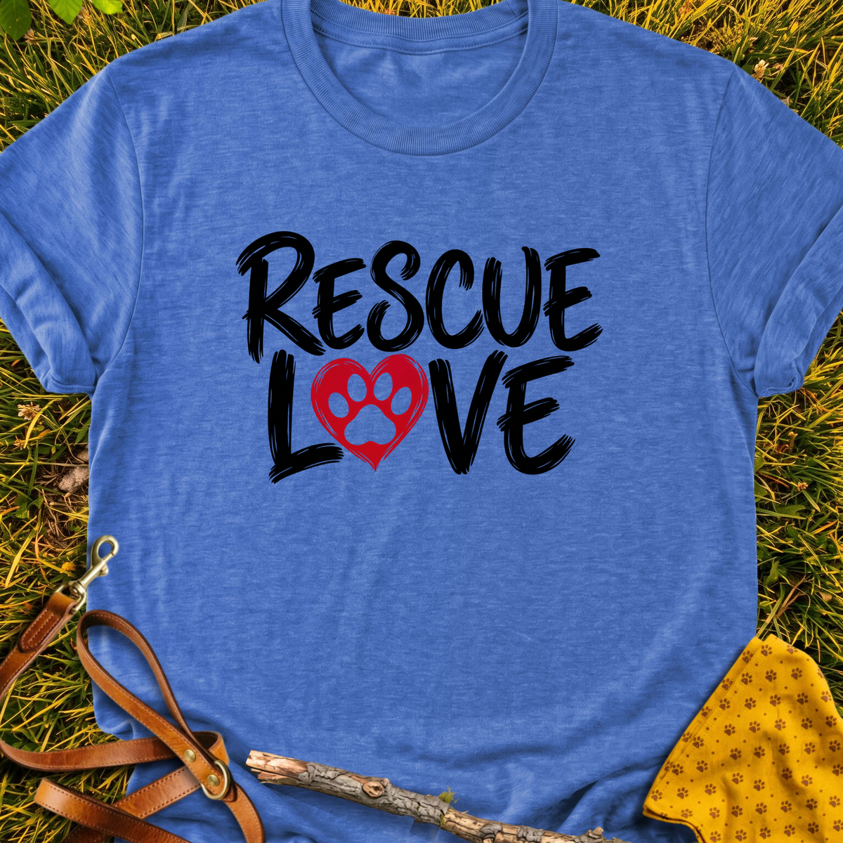 Rescue Love Paint T-shirt T-shirt in Heather Royal - Furever Mode rescue dog tee