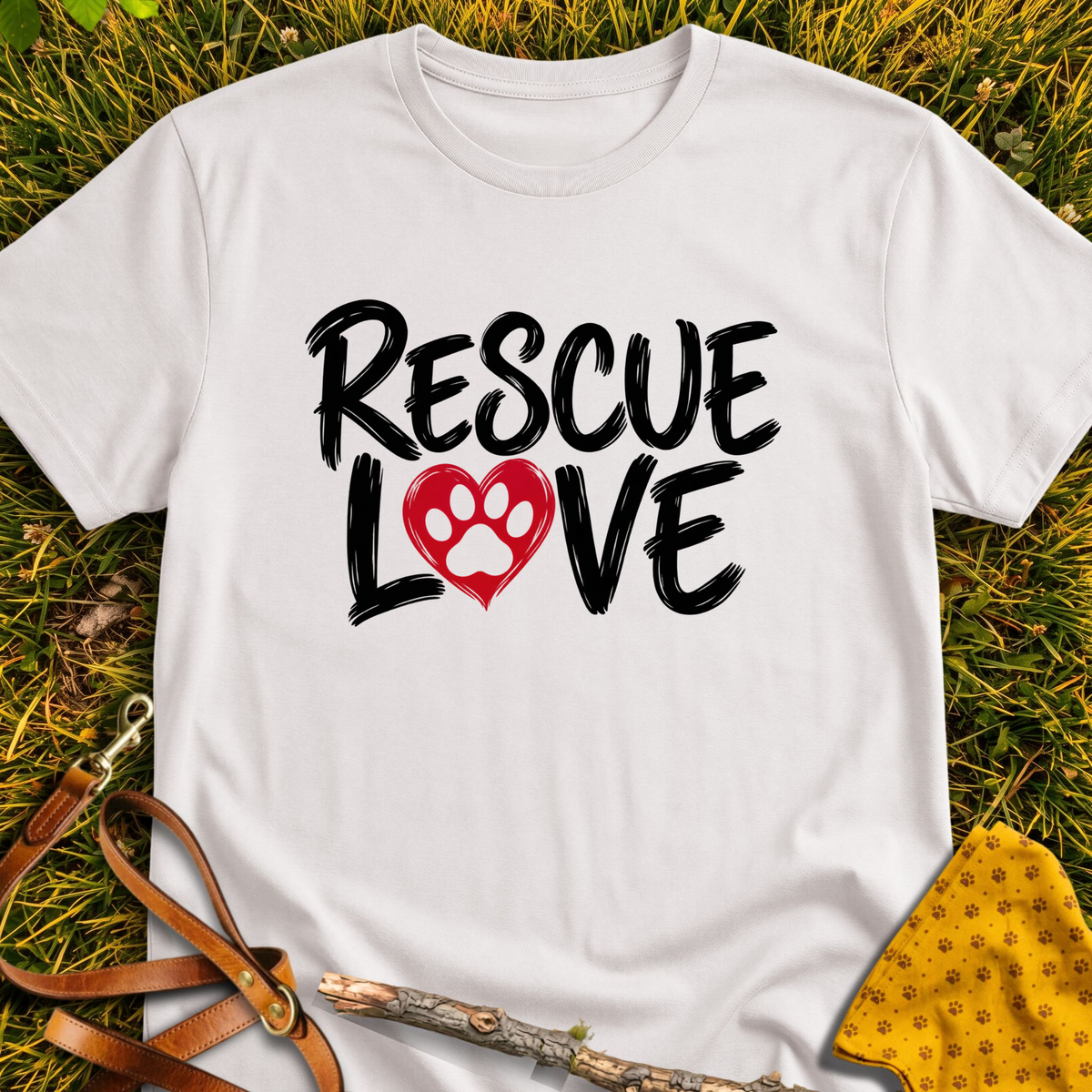 Rescue Love Paint T-shirt T-shirt in Ice Grey - Furever Mode rescue dog tee