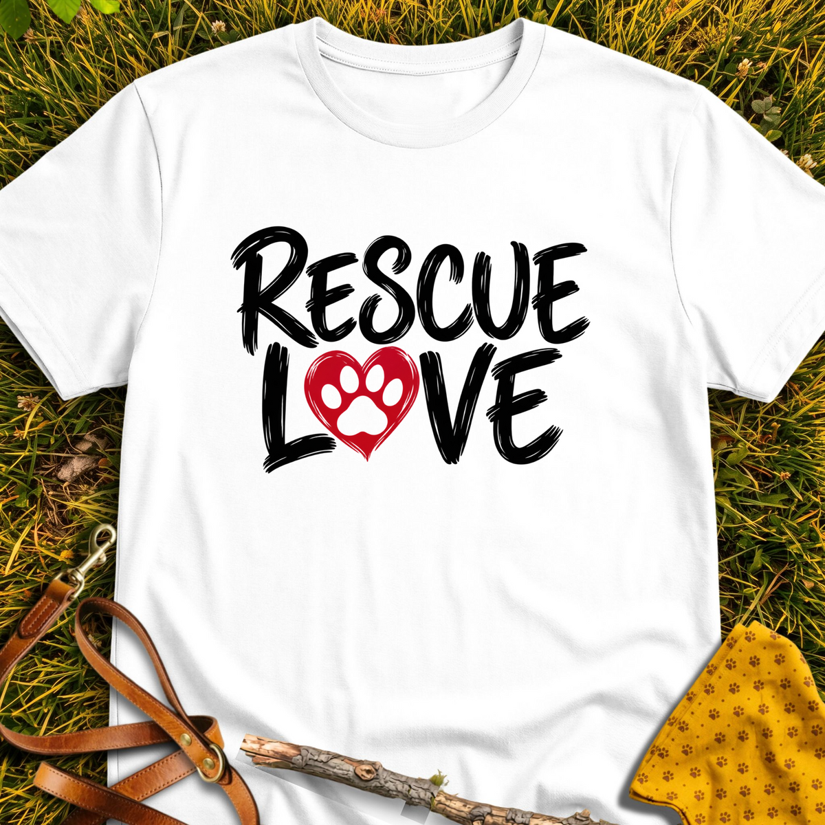 Rescue Love Paint T-shirt T-shirt in White - Furever Mode rescue dog tee