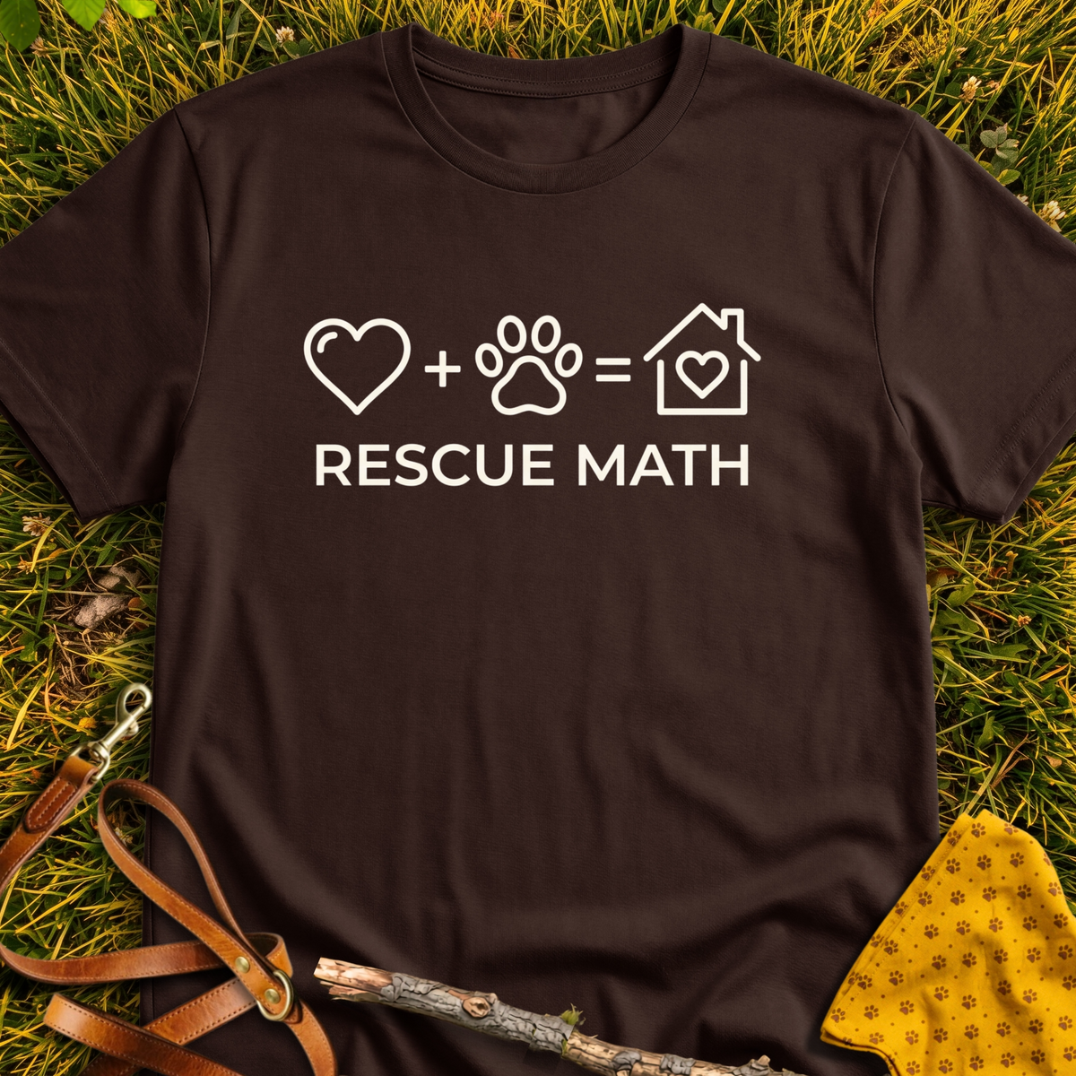 Rescue Math T-shirt T-shirt in Dark Chocolate - Furever Mode rescue dog tee