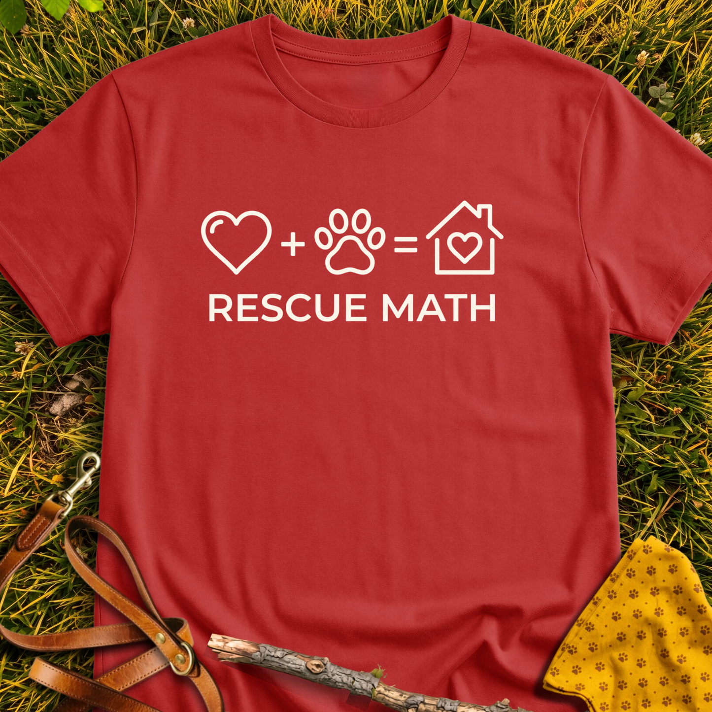 Rescue Math T-shirt T-shirt in Red - Furever Mode rescue dog tee