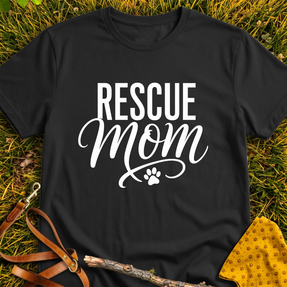 Rescue Mom T-shirt T-shirt in Black - Furever Mode rescue dog tee