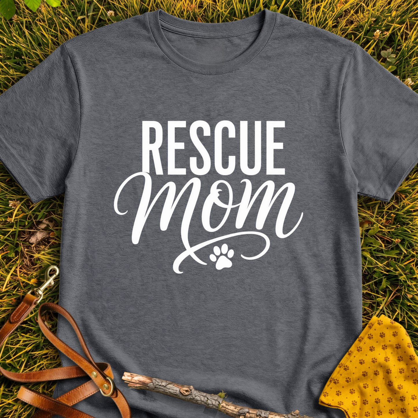 Rescue Mom T-shirt T-shirt in Dark Heather - Furever Mode rescue dog tee