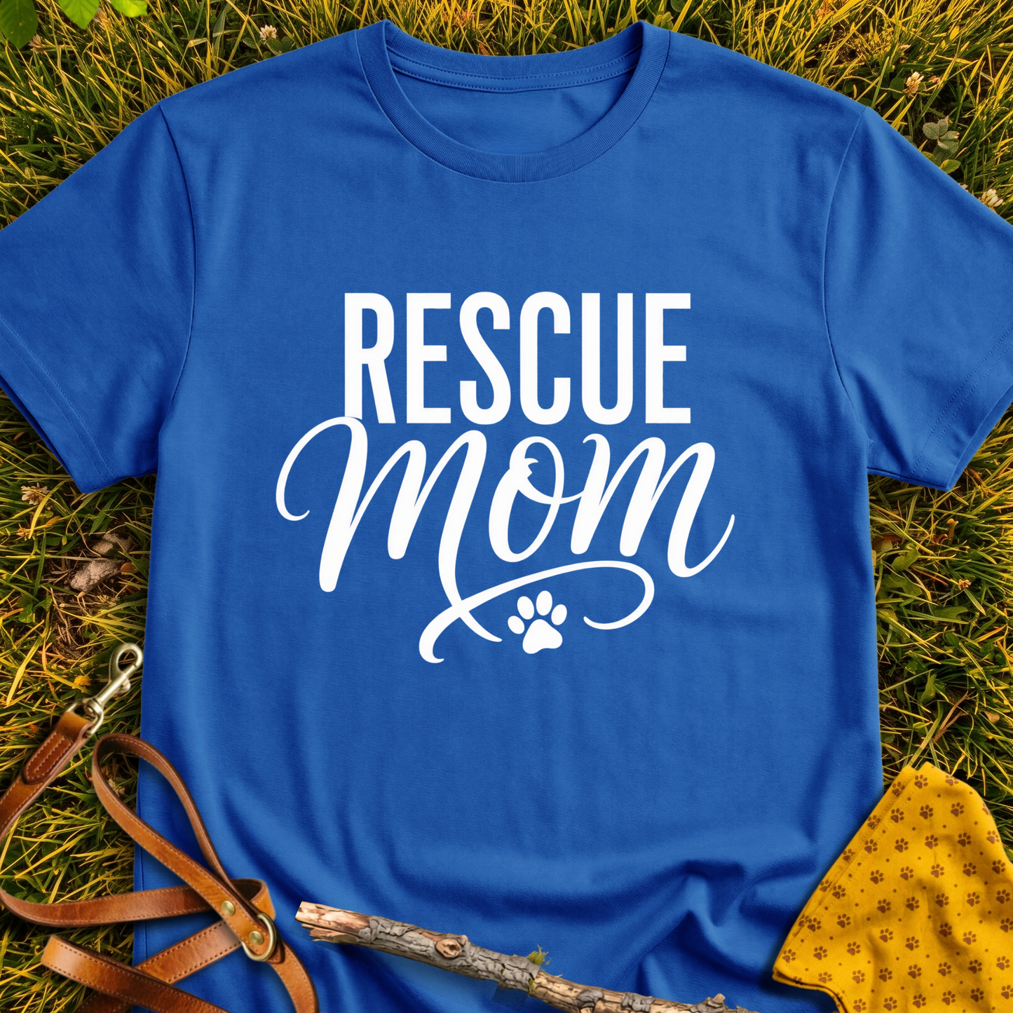Rescue Mom T-shirt T-shirt in Royal - Furever Mode rescue dog tee