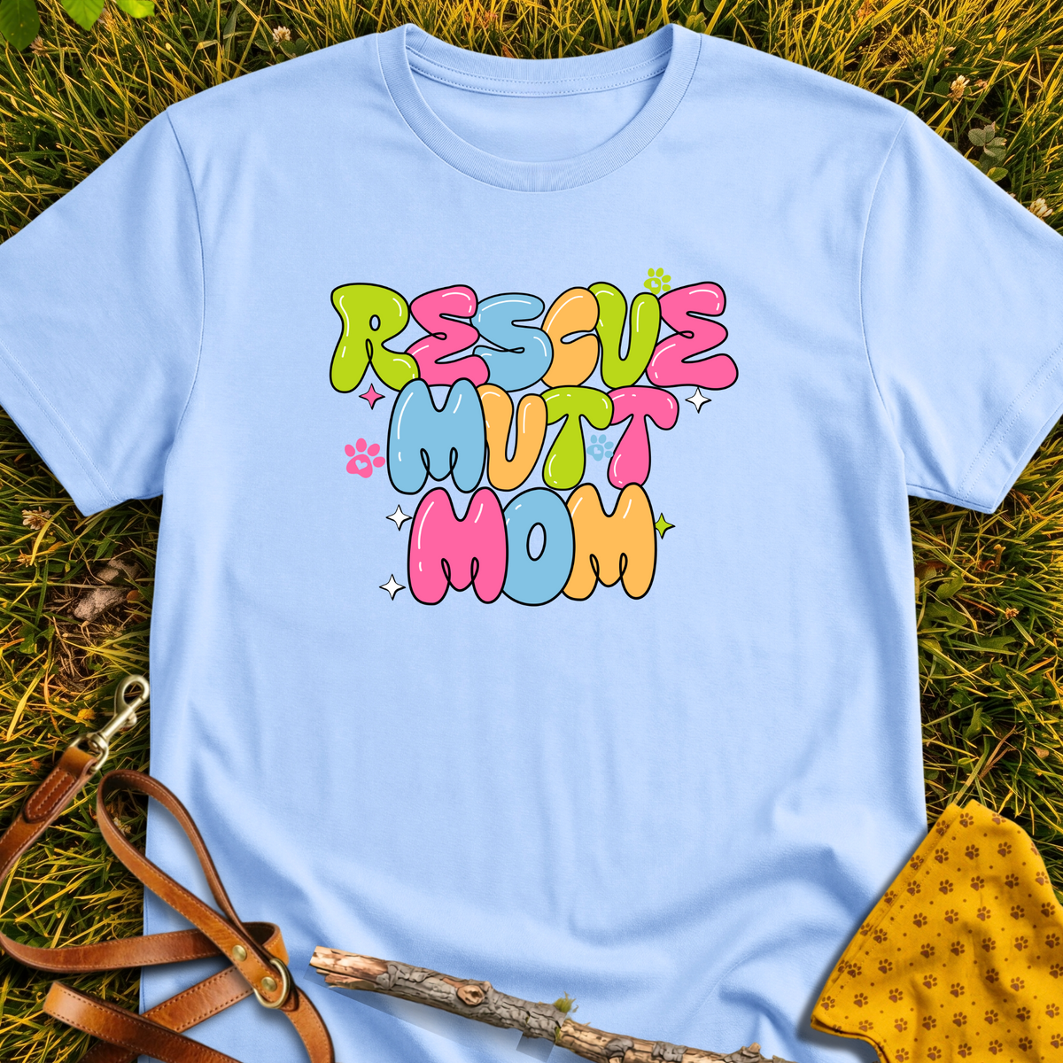 Rescue Mutt Mom T-shirt T-shirt in Light Blue - Furever Mode rescue dog tee