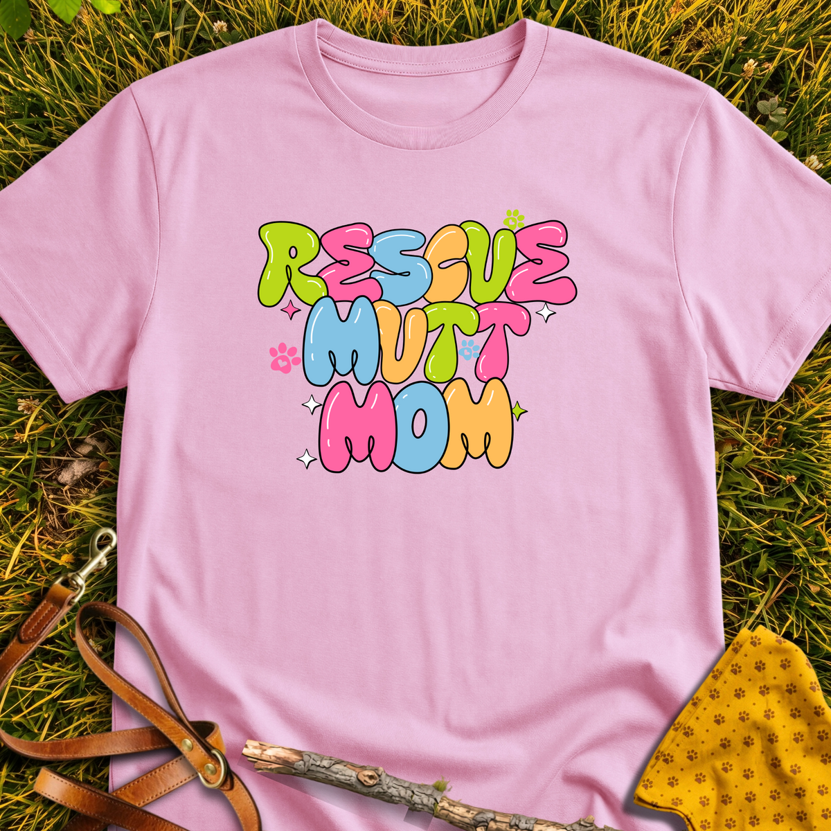 Rescue Mutt Mom T-shirt T-shirt in Light Pink - Furever Mode rescue dog tee