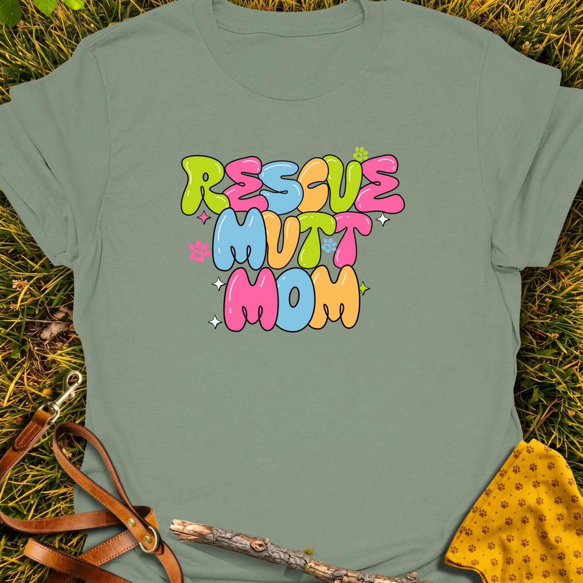 Rescue Mutt Mom T-shirt T-shirt in Sage - Furever Mode rescue dog tee
