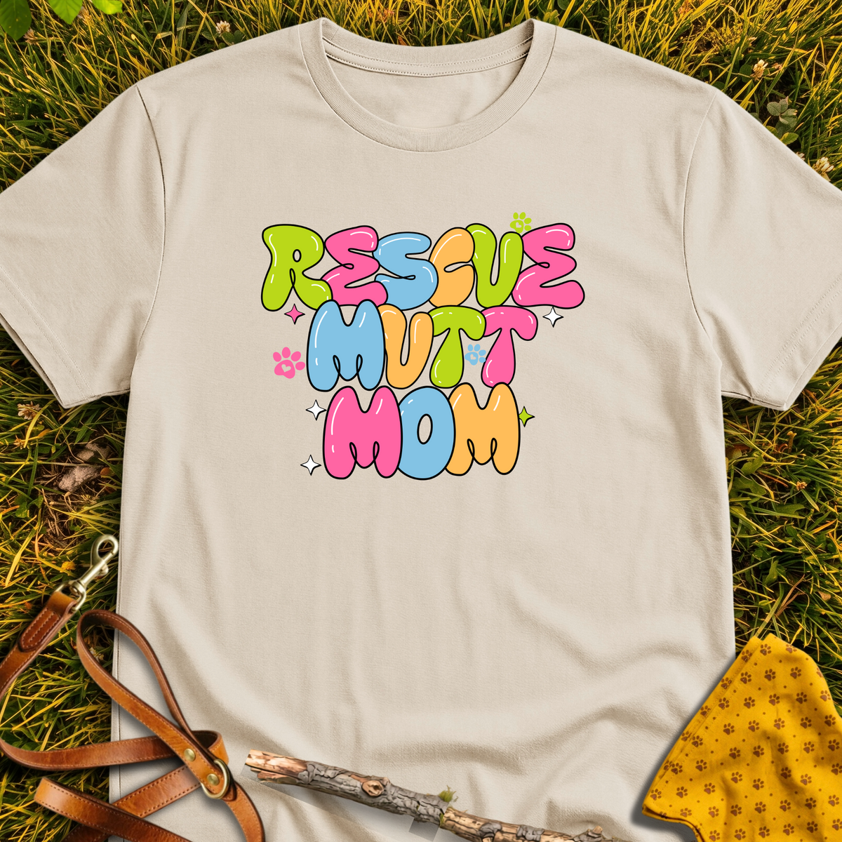Rescue Mutt Mom T-shirt T-shirt in Sand - Furever Mode rescue dog tee
