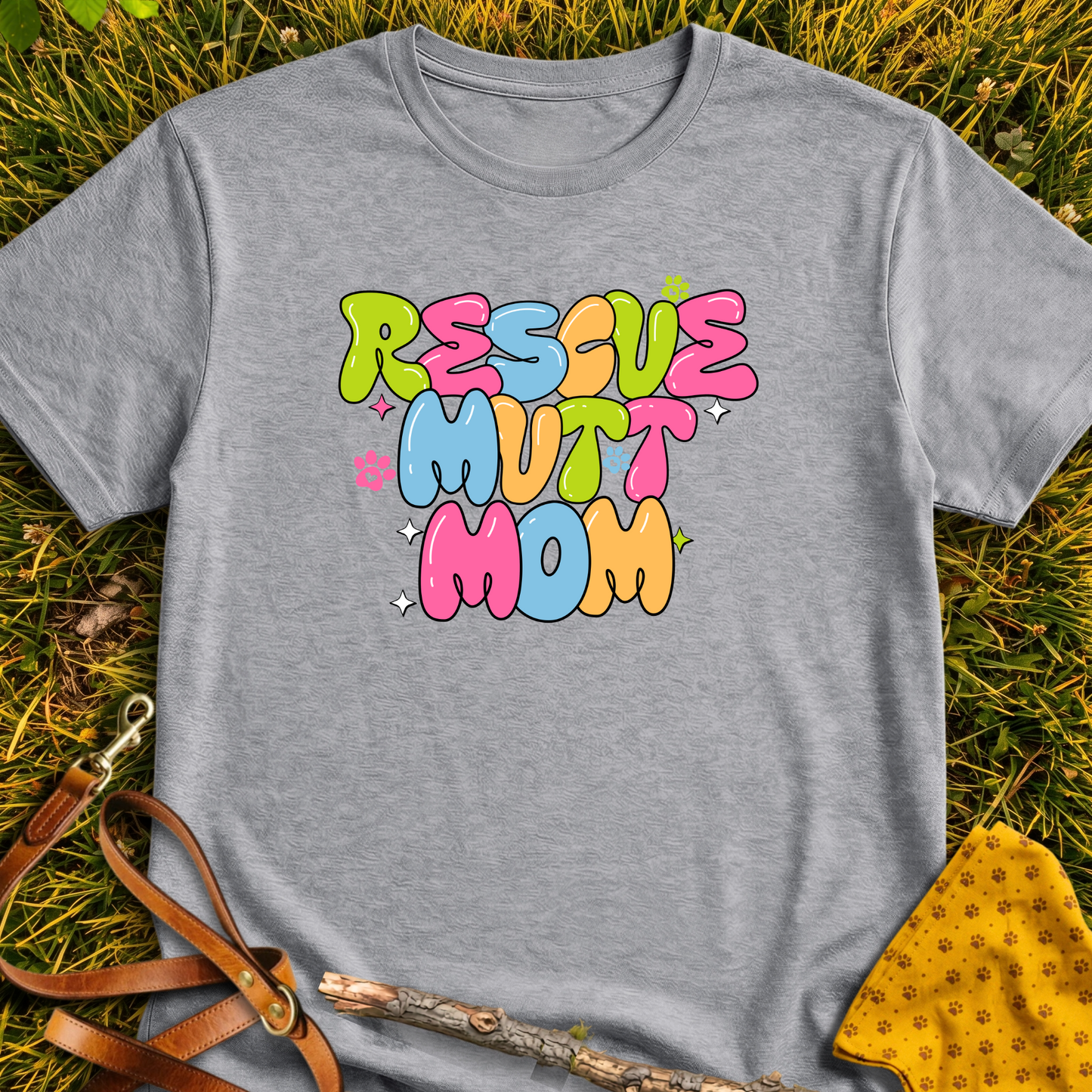 Rescue Mutt Mom T-shirt T-shirt in Sport Grey - Furever Mode rescue dog tee