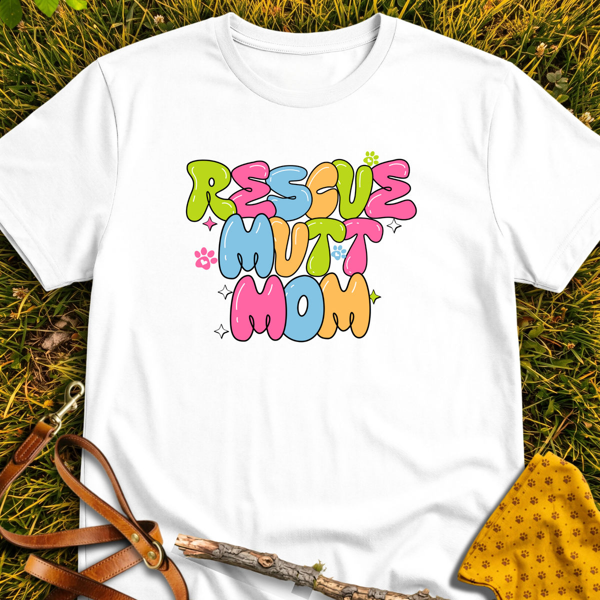 Rescue Mutt Mom T-shirt T-shirt in White - Furever Mode rescue dog tee