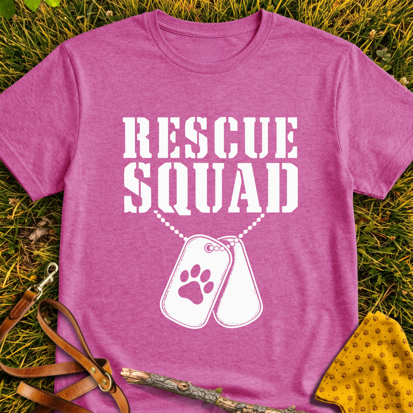Rescue Squad T-shirt T-shirt in Heather Berry - Furever Mode rescue dog tee