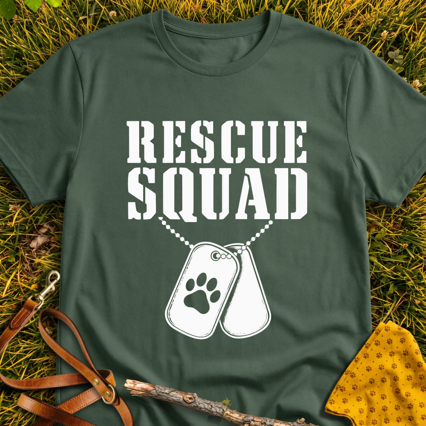 Rescue Squad T-shirt T-shirt in Military Green - Furever Mode rescue dog tee