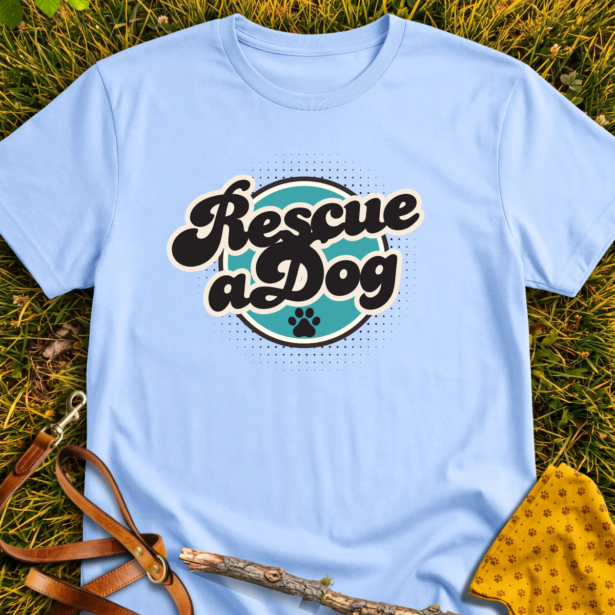 Rescue a Dog T-shirt T-shirt in Light Blue - Furever Mode rescue dog tee