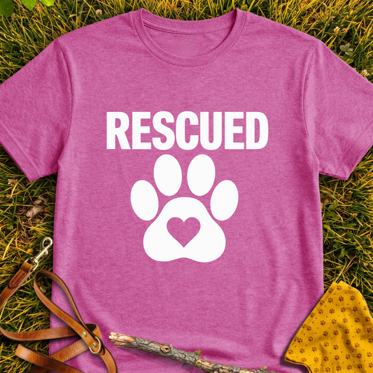 Rescued Heart T-shirt T-shirt in Heather Berry - Furever Mode rescue dog tee