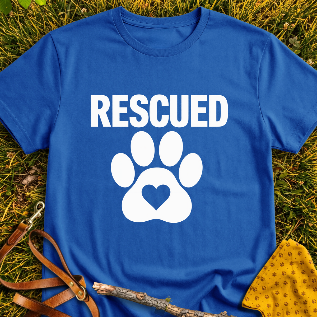Rescued Heart T-shirt T-shirt in Royal - Furever Mode rescue dog tee