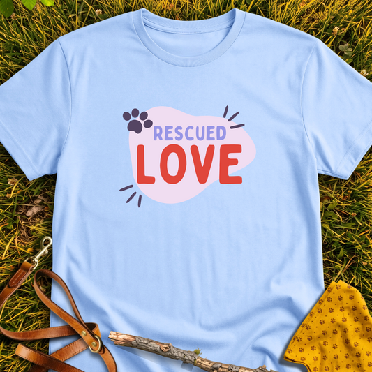 Rescued Love T-shirt T-shirt in Light Blue - Furever Mode rescue dog tee