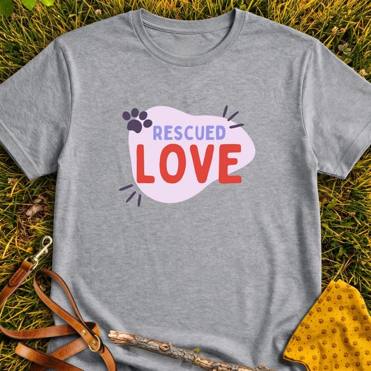 Rescued Love T-shirt T-shirt in Sport Grey - Furever Mode rescue dog tee