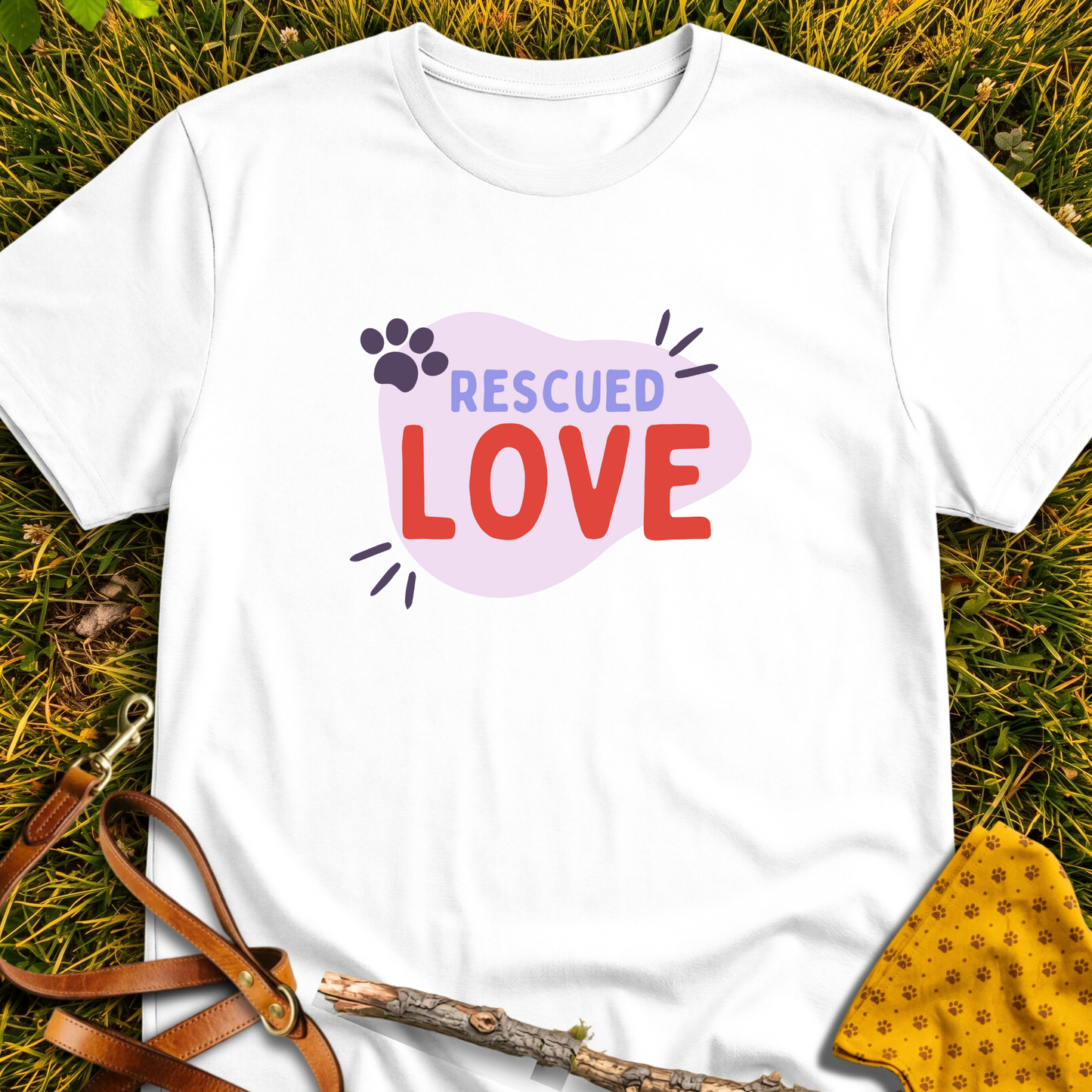 Rescued Love T-shirt T-shirt in White - Furever Mode rescue dog tee