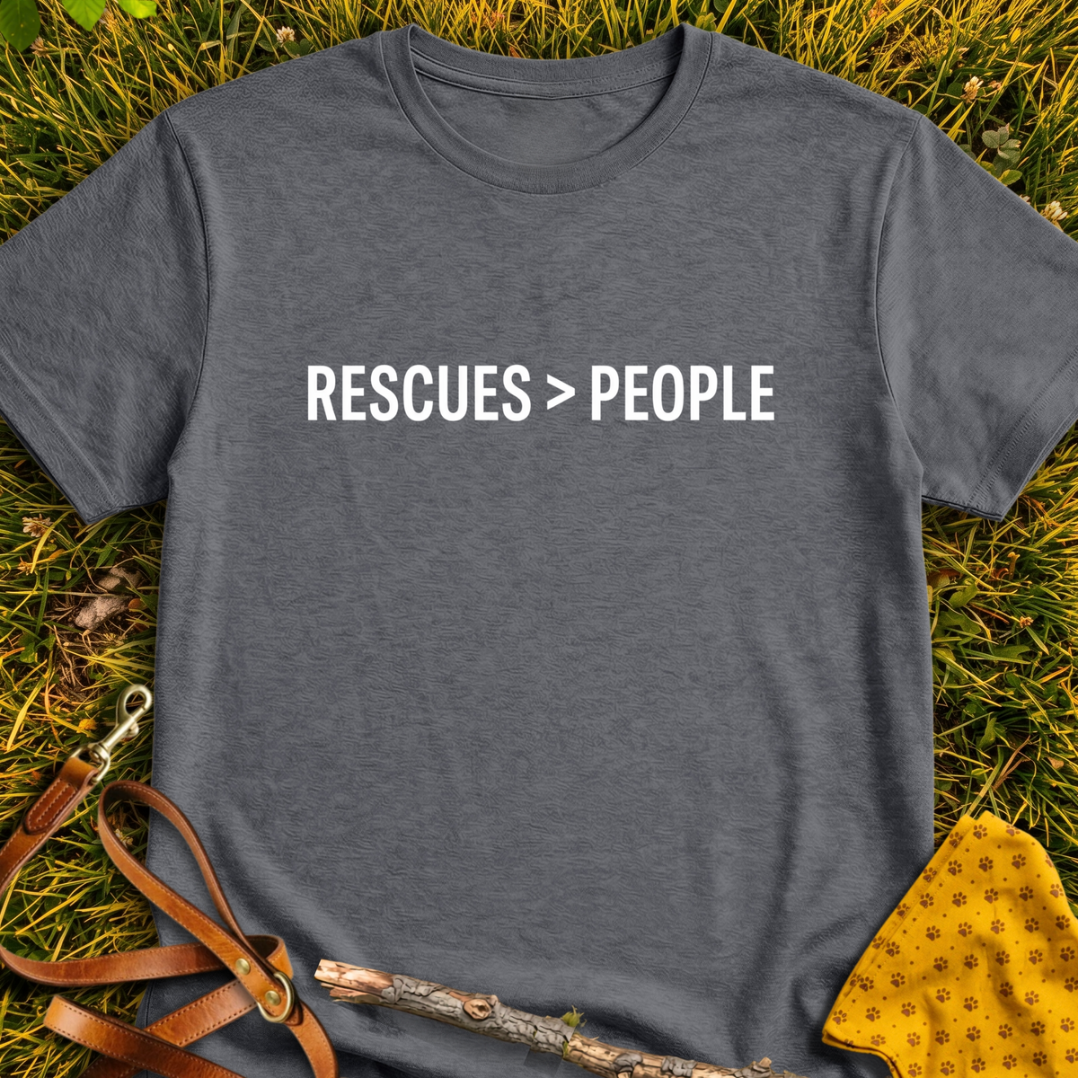 Rescues > People T-shirt T-shirt in Dark Heather - Furever Mode rescue dog tee