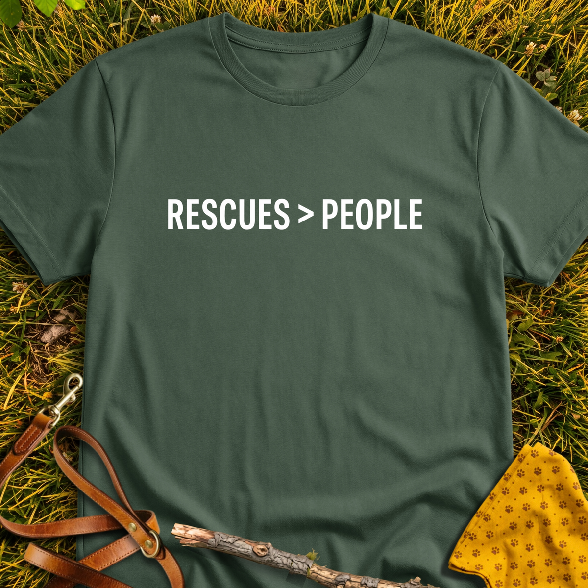 Rescues > People T-shirt T-shirt in Military Green - Furever Mode rescue dog tee